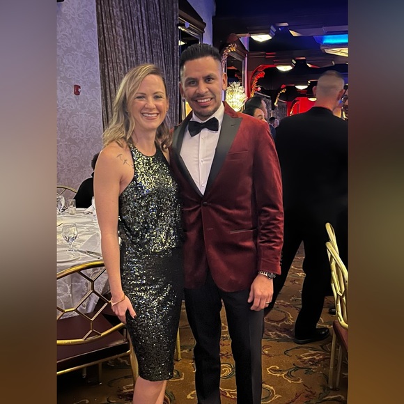 Badgley Mischka evergreen sequin dress size 0 - Picture 5 of 6